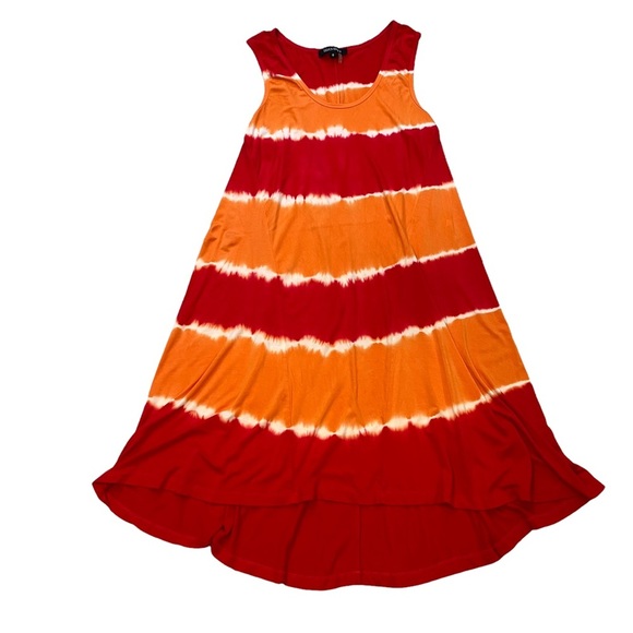 Ellen Tracy Modern Mango/Red Tie Dye Tank Summer Dress - Picture 8 of 11